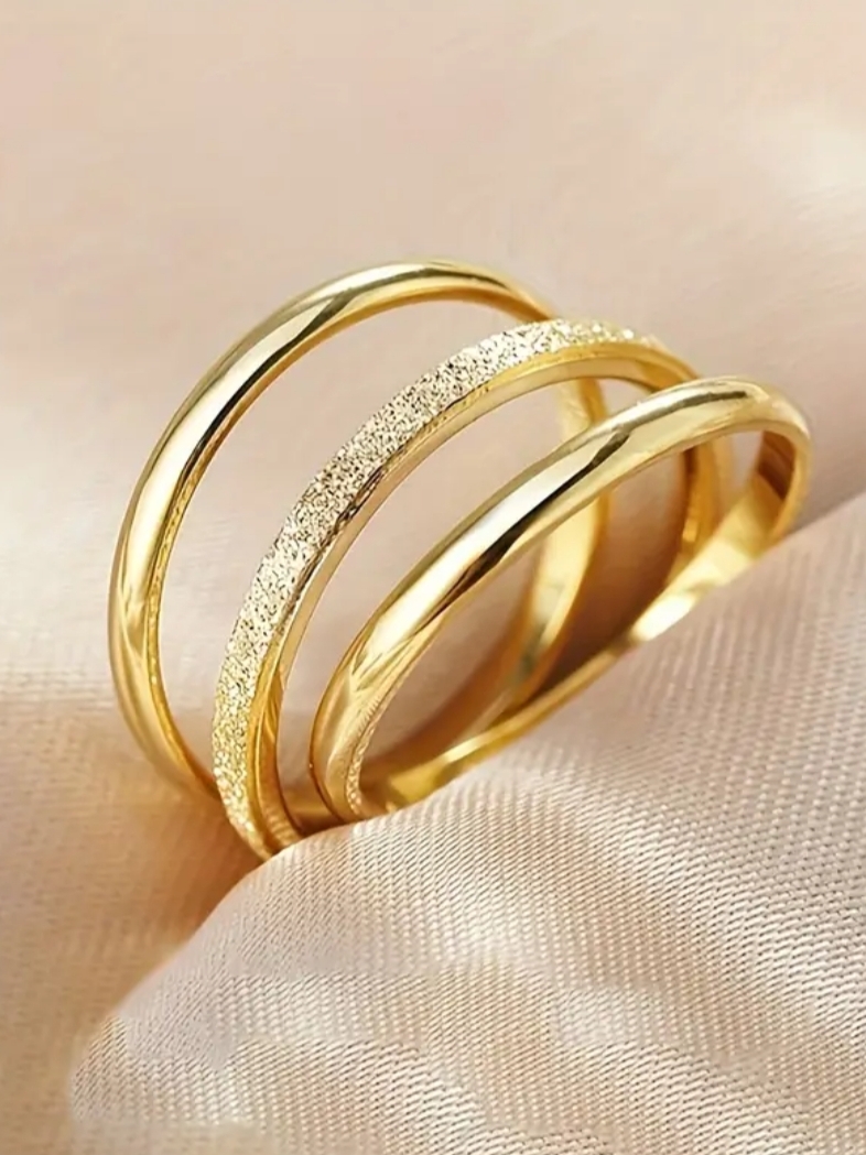18 Kt Gold Over Titanium Stacking Rings Set 7